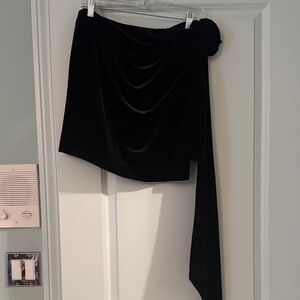 Elegant Black Velvet Drape Skirt Anthropologie